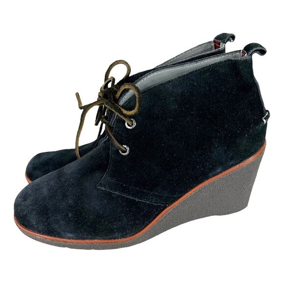 Sperry Top Sider Harlow Navy Suede Lace-up Wedge Bootie Size 8 - Picture 4 of 7